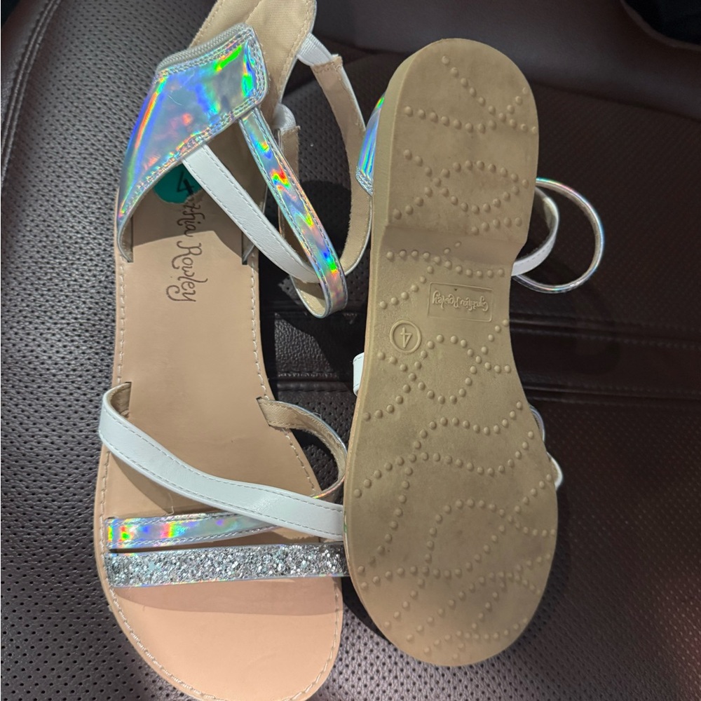 Girls Holographic and White Sandals